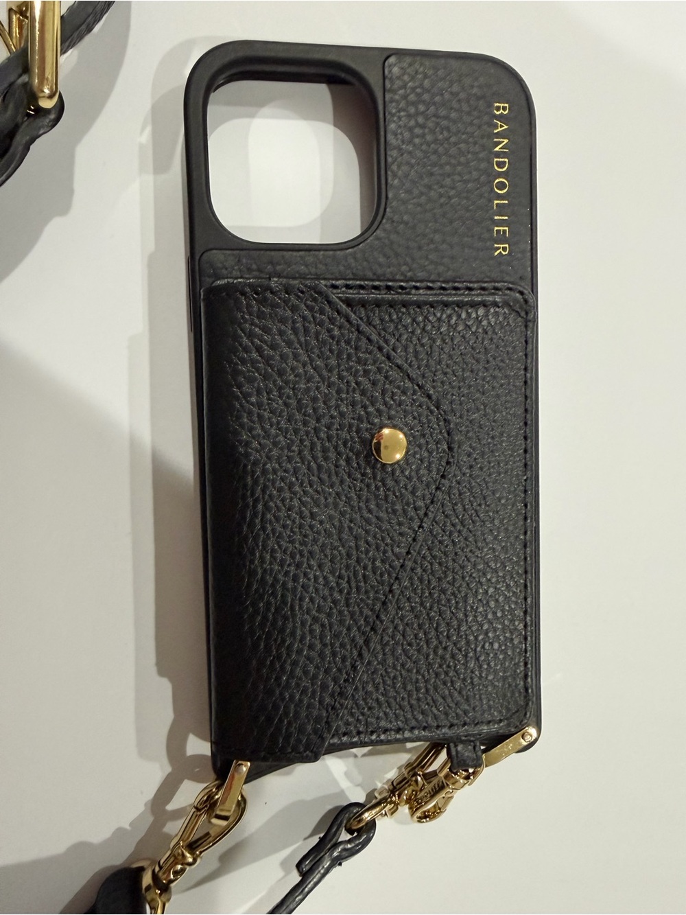 Bandolier Black Leather Crossbody Phone Case with Card Pocket IPhone 13 Pro Max